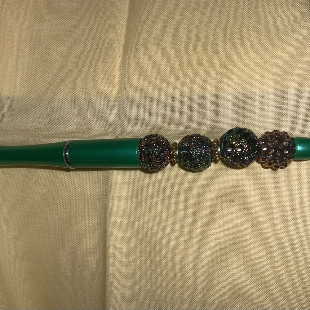 Green Beaded Ink Pen- Cute